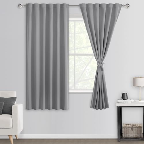 DWCN Verdunkelungsvorhänge mit Rücklasche, Verdunkelungsvorhänge für Schlafzimmer/Wohnzimmer, 132 x 183 cm lang, 1 Paar, Silbergrau DWCN Verdunkelungsvorhänge mit Rücklasche, Verdunkelungsvorhänge für Schlafzimmer/Wohnzimmer, 132 x 183 cm lang, 1 Paar, Silbergrau von DWCN