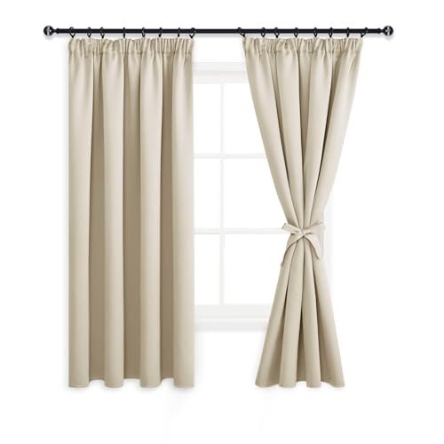 DWCN Vorhänge mit Kräuselband 2er set Blickdicht Wohnzimmer, H 175 x B 140 cm Gardinen Verdunkelungsvorhang mit Vorhang-Krawatten, Wärmeisolierend Thermovorhang für Schlafzimmer Wohnzimmer, Hell Beige DWCN Vorhänge mit Kräuselband 2er set Blickdicht Wohnzimmer, H 175 x B 140 cm Gardinen Verdunkelungsvorhang mit Vorhang-Krawatten, Wärmeisolierend Thermovorhang für Schlafzimmer Wohnzimmer, Hell Beige von DWCN