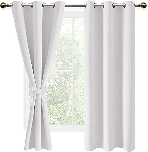 DWCN Vorhang Blickdicht Verdunkelungsgardinen mit Ösen 2 Stücke Thermovorhang Kälteschutz für Schlafzimmer, Grau Weiß, 183x117cm(HxB) von DWCN