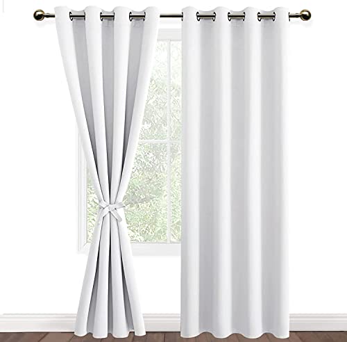 DWCN Vorhang Blickdicht Verdunkelungsgardinen mit Ösen 2 Stücke Thermovorhang Kälteschutz für Schlafzimmer, Grau Weiß,225x140cm(HxB) von DWCN