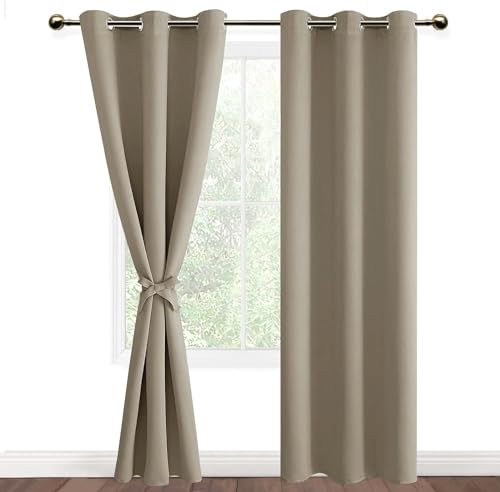 DWCN Vorhang Blickdicht Verdunkelungsgardinen mit Ösen 2 Stücke Thermogardine für Wohnzimmer,Schlafzimmer,Taupe,228x117cm(HxB) von DWCN