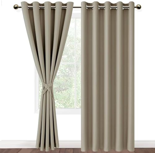 DWCN Vorhang Blickdicht mit Ösen 2 Stücke Verdunkelungsgardinen Thermogardine Vorhänge Dunkel Thermogardine Verdunkelung für Wohnzimmer Schlafzimmer, Taupe, 228x167cm(HxB) von DWCN