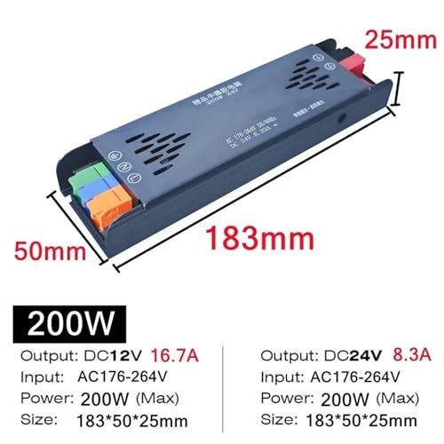 Dimming Switching Power Supply AC 220V To DC12V 24V Glue Filling Transformers For Home Light Strip Lighting 100W 200W 300W 400W(200W,DC 24V) von DWCQYKBZB