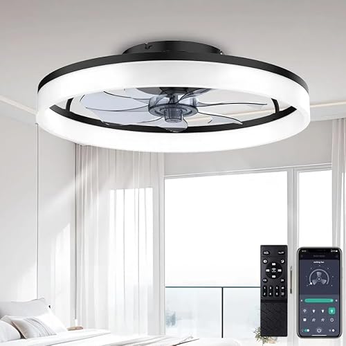 DWDVBL 40cm Deckenventilator Mit Beleuchtung 48W 220V Dimmbare Deckenleuchte Mit Fernbedienung Und APP 6 Geschwindigkeiten Lampe Mit Ventilator Timer Schlafzimmer Wohnzimmer Schwarz DWDVBL 40cm Deckenventilator Mit Beleuchtung 48W 220V Dimmbare Deckenleuchte Mit Fernbedienung Und APP 6 Geschwindigkeiten Lampe Mit Ventilator Timer Schlafzimmer Wohnzimmer Schwarz von DWDVBL