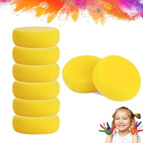 DWFEYOI 8 Stück Round Painting Sponges Set Synthetic Sponges Art Craft Sponge Yellow Absorbent Sponges for Watercolor Clay Ceramic Face Painting Cleaning, Round Painting Sponges von DWFEYOI