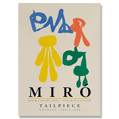 DWJOJ LJQIA Joan Miro Leinwand Poster Joan Miro Gemälde Anhängsel Bilder Linien Wandkunst Abstrakte Drucke für Wohnzimmer Heimdekoration 50x70cmx1 Kein Rahmen von DWJOJ LJQIA