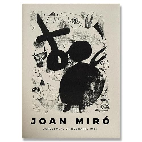 DWJOJ LJQIA Joan Miro Leinwand Poster Joan Miro Gemälde Barcelona Lithografien Bilder Linien Wandkunst Abstrakte Drucke für Wohnen Wohndekoration 30x40cm Kein Rahmen von DWJOJ LJQIA