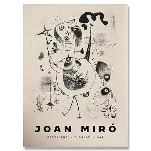 DWJOJ LJQIA Joan Miro Leinwand Poster Joan Miro Gemälde Lithograpm Bilder Linien Wandkunst Abstrakte Drucke für Wohnzimmer Wohndekoration 60x80cmx1 Kein Rahmen von DWJOJ LJQIA