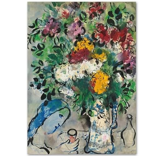 DWJOJ LJQIA Marc Chagall Wandkunst Fehlende Blumen Bilder Marc Chagall Ausstellung Druck Und Leinwand Malerei Retro Poster Für Wohnzimmer Dekor 20x30cmx1 Kein Rahmen von DWJOJ LJQIA