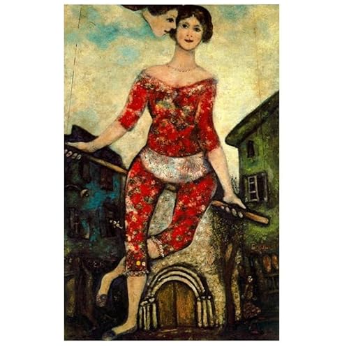 DWJOJ LJQIA Marc Chagall Wandkunst Rot Ehepartner Bild Marc Chagall Ausstellung Drucke Und Leinwand Malerei Retro Poster Für Wohnzimmer Dekor 50x70cmx1 Kein Rahmen von DWJOJ LJQIA