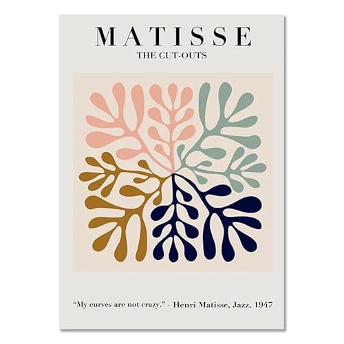 DWJOJ LJQIA Matisse Poster und Drucke Matisse Leinwand Gemälde Blaue Blumen Wandkunst Abstrakte Wandbilder für Wohnzimmer Wohnkultur 60x90cm Kein Rahmen von DWJOJ LJQIA
