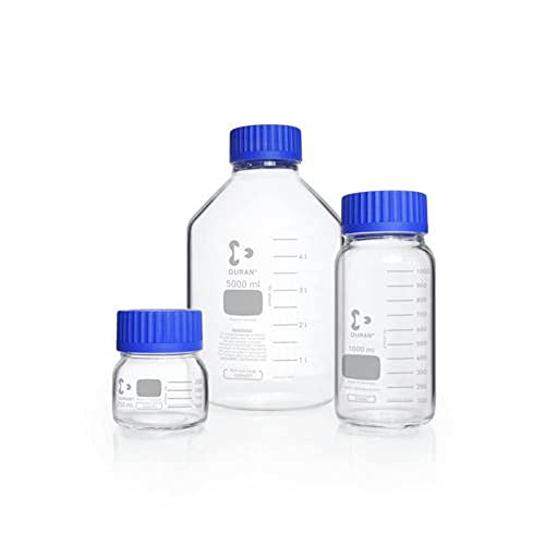 DWK Life Sciences SD-0035 Duran Borosilikat Glas 3.3 Laborglasflasche mit Schraubverschluss und Ausgießring, Weithals, GLS 80 Gewindegröße, 5000ml Kapazität, 182mm Äußere Durchmesser x 314mm Höhe, Gla von DWK Life Sciences