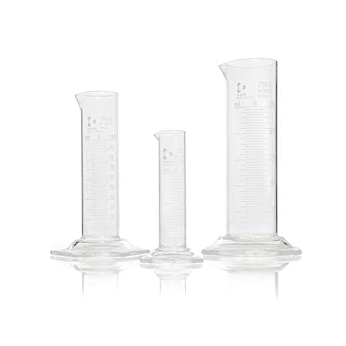 DWK Life Sciences SD-0575 Duran Borosilikat Glas 3.3 Zylindermensure, Sechskantfuß, Teilung, Niedrige Form, 25ml Kapazität, 2 Stück von DWK Life Sciences