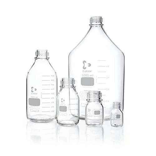 DWK Life Sciences SD-0804 Duran Borosilikat Glas 3.3 Laborflasche, Mit Teilung, Ohne Polypropylen und Ausgießring, GL 45 Gewindegröße, 750ml Nominale Kapazität, 95mm Durchmesser x 203mm Höhe, Glasklar von DWK Life Sciences