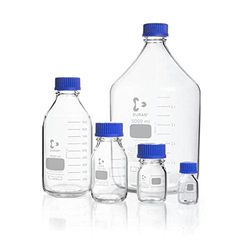 DWK Life Sciences SD-0808 Duran Laborflasche, Mit Schraubkappe und Ausgießring, GL 45 Gewindegröße, 230mm Höhe x 101mm Durchmesser, 1000ml Kapazität von DWK Life Sciences