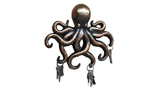 DWK Dekorativer Oktopus-Schlüsselhalter mit Bronze-Finish, Wanddekoration, 27,9 cm von DWK