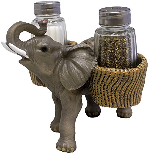 DWK Tierhalter mit Salz- und Pfefferstreuer-Set (3-teilig) | Küchendekoration und Zubehör | Salz- und Pfefferstreuer | Wohnkultur | Heimdekorationen… (Elefant) von DWK