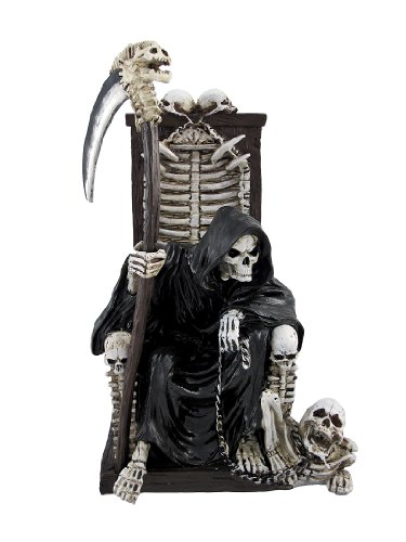 Grim Reaper on Throne with Undead Skeleton Pet Statue by Things2Die4 von DWK