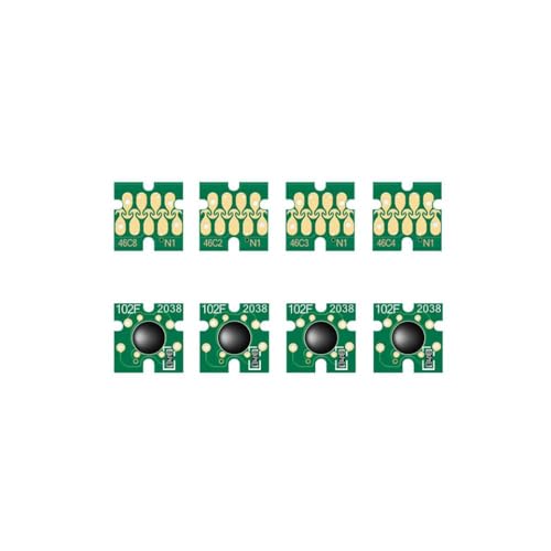 DWOGCEBX 4 Farben 1Set T46C8 T46C2 T46C3 T46C4 Tintenpatrone Chips kompatibel mit Surecolor F6370 F9470 F9470H T46C Drucker Ersatztintenpatronen -Chips(Series No.9) von DWOGCEBX