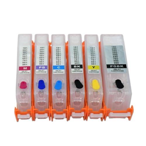 DWOGCEBX Refill Ink Patrone PGI 280 CLI 281 PGI 280xxl CLI 281xxl kompatibel mit Druckermodellen TS8120 TS9120 TR7520 TR8520 TS6120 inklusive Chip inklusive Chip(6PCS with Chip) von DWOGCEBX