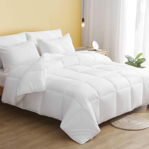 DWR Sommerdecke 200 x 200 cm, Leichte Bettdecke Sommer, 50% Recycelt Mikrofaser 180 GSM Füllung, Steppdecke Super Weiche, Ökotex 100 Standard, Weiß von DWR