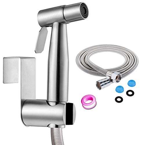 Bidet-WC und Bidet WC Sprayer aus Edelstahl Mit federbelastetem Duschschlauch und 1,5 m Haken von DWSSMYXSG