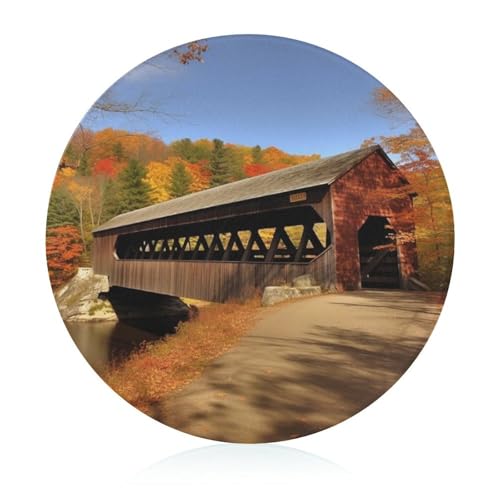 Albany Schneidebrett mit überdachter Brücke, runder Schneideblock aus gehärtetem Glas, einzigartige Küchen-Schneidebretter für Pizza, Gemüse, Obst, Käse und Wurstwaren von DWTJKMS