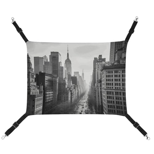 DWTJKMS Black and White New York Cat Hammock Soft Sleeping Hammocks Adjustable Pet Hammock All Season Use for Cats, Frettchen, Puppy, Rabbits, Small Animals (Classic) von DWTJKMS