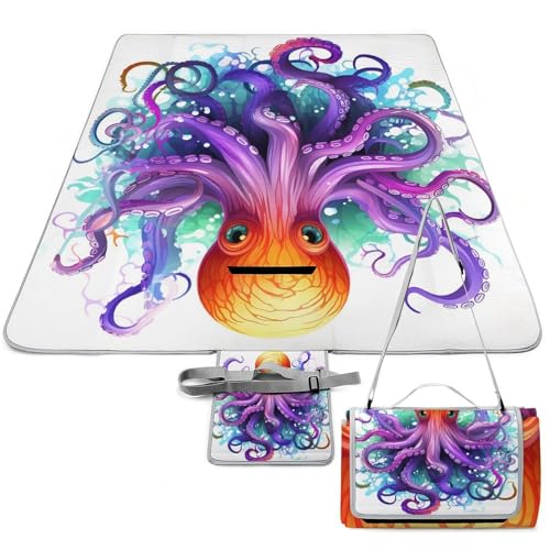 DWTJKMS Bunte Oktopus-Picknickmatte, faltbar, wasserdicht, mit Tragetasche, große Outdoor-Picknick-Matten, 147,3 x 147,3 cm, Campingdecke für Strand, Park, Reisen DWTJKMS Bunte Oktopus-Picknickmatte, faltbar, wasserdicht, mit Tragetasche, große Outdoor-Picknick-Matten, 147,3 x 147,3 cm, Campingdecke für Strand, Park, Reisen von DWTJKMS