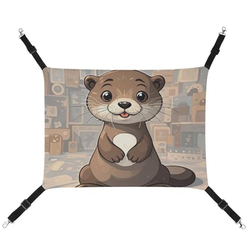 DWTJKMS Cartoon Cute Otter Cat Hammock Soft Sleeping Hammocks Adjustable Pet Hammock All Season Use for Cats, Frettchen, Puppy, Rabbits, Small Animals (Classic) von DWTJKMS