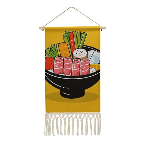 DWTJKMS Cartoon Hotpot Doodle Hanging Poster, Long Vertical Wall Hanging Tapestry with Tassel Wall Art Painting Prints Hanging Banner for Living Room, Hallway, Office 10 X 49.8 cm von DWTJKMS
