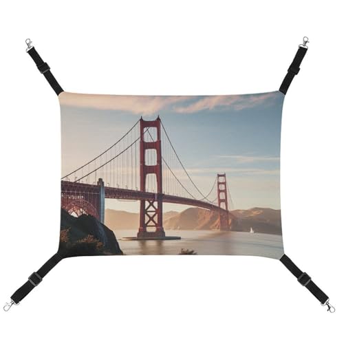 DWTJKMS Golden Gate Bridge Katzenhängematte, weiche Schlafhängematten, verstellbare Haustierhängematte für alle Jahreszeiten, für Katzen, Frettchen, Welpen, Kaninchen, Kleintiere (klassisch) von DWTJKMS
