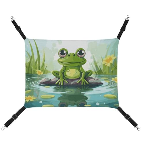 DWTJKMS Katzenhängematte Frosch im Teich, weich, schlafend, verstellbar, für alle Jahreszeiten, für Katzen, Frettchen, Welpen, Kaninchen, Kleintiere (klassisch) von DWTJKMS
