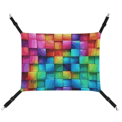 DWTJKMS Katzenhängematte in Regenbogenfarben, kariert, weich, verstellbar, für alle Jahreszeiten, für Katzen, Frettchen, Welpen, Kaninchen, Kleintiere (klassisch) von DWTJKMS