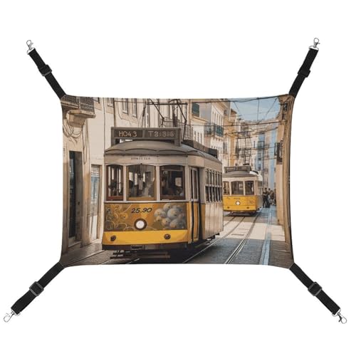 DWTJKMS Lisbon Straßenbahn-Katzen-Hängematte, weiche Schlaf-Hängematten, verstellbare Haustier-Hängematte, ganzjähriger Gebrauch für Katzen, Frettchen, Welpen, Kaninchen, Kleintiere (klassisch) von DWTJKMS