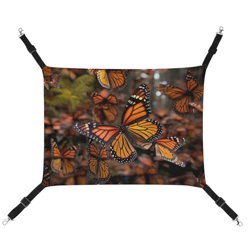 DWTJKMS Monarch Schmetterlinge Katzenhängematte Weiche Schlafhängematten Verstellbare Haustierhängematte Ganzjahresgebrauch für Katzen, Frettchen, Welpen, Kaninchen, Kleintiere (klassisch) von DWTJKMS