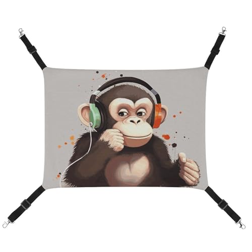 DWTJKMS Music Monkey Katzenhängematte, weiche Schlafhängematten, verstellbare Haustierhängematte für alle Jahreszeiten, für Katzen, Frettchen, Welpen, Kaninchen, Kleintiere (klassisch) von DWTJKMS