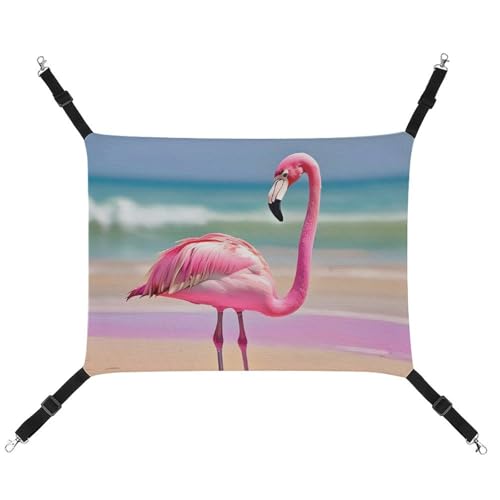 DWTJKMS One Pink Flamingo on Beach Cat Hammock Soft Sleeping Hammocks Adjustable Pet Hammock All Season Use for Cats, Frettchen, Puppy, Rabbits, Small Animals (Classic) von DWTJKMS