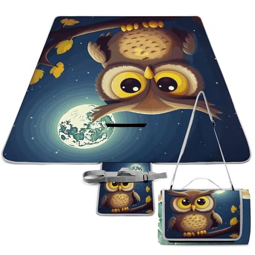DWTJKMS Picknickmatte mit Eule und gelbem Mond, faltbar, wasserdicht, mit Tragetasche, große Outdoor-Picknick-Matten, 147,3 x 147,3 cm, Campingdecke für Strand, Park, Reisen DWTJKMS Picknickmatte mit Eule und gelbem Mond, faltbar, wasserdicht, mit Tragetasche, große Outdoor-Picknick-Matten, 147,3 x 147,3 cm, Campingdecke für Strand, Park, Reisen von DWTJKMS