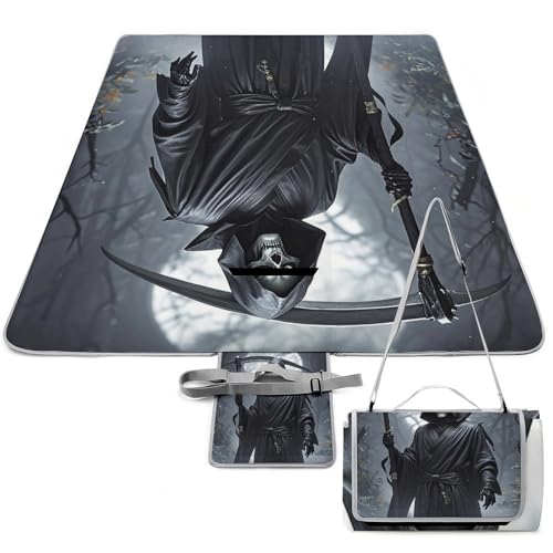DWTJKMS Picknickmatte mit Sensenmann, faltbar, wasserdicht, mit Tragetasche, große Outdoor-Picknick-Matten, 147,3 x 147,3 cm, Campingdecke für Strand, Park, Reisen DWTJKMS Picknickmatte mit Sensenmann, faltbar, wasserdicht, mit Tragetasche, große Outdoor-Picknick-Matten, 147,3 x 147,3 cm, Campingdecke für Strand, Park, Reisen von DWTJKMS