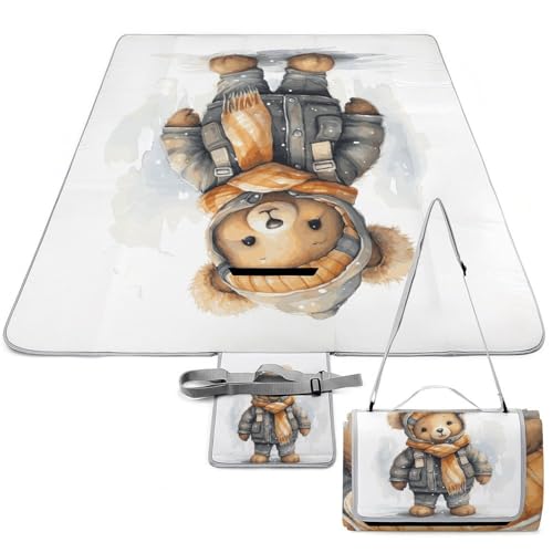 DWTJKMS Picknickmatte mit süßem Bär, faltbar, wasserdicht, mit Tragetasche, große Outdoor-Picknick-Matten, 147,3 x 147,3 cm, Campingdecke für Strand, Park, Reisen DWTJKMS Picknickmatte mit süßem Bär, faltbar, wasserdicht, mit Tragetasche, große Outdoor-Picknick-Matten, 147,3 x 147,3 cm, Campingdecke für Strand, Park, Reisen von DWTJKMS