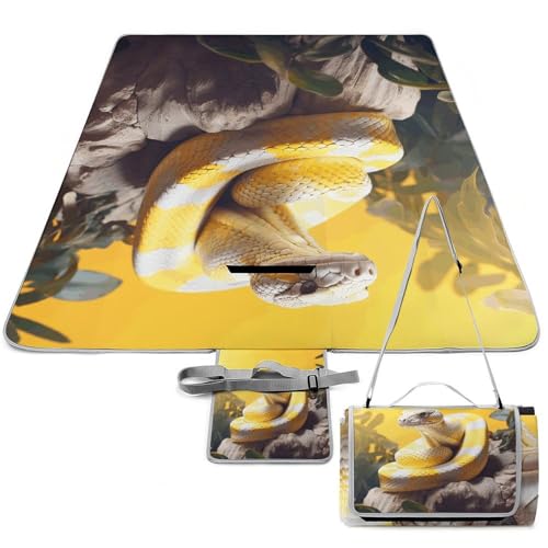 DWTJKMS Python-Picknickmatte, faltbar, wasserdicht, mit Tragetasche, große Outdoor-Picknick-Matten, 147,3 x 147,3 cm, Campingdecke für Strand, Park, Reisen von DWTJKMS