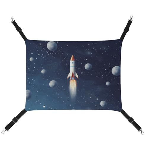DWTJKMS Rocket in Space Katzenhängematte, weiche Schlafhängematten, verstellbare Haustierhängematte für alle Jahreszeiten, für Katzen, Frettchen, Welpen, Kaninchen, Kleintiere (klassisch) von DWTJKMS