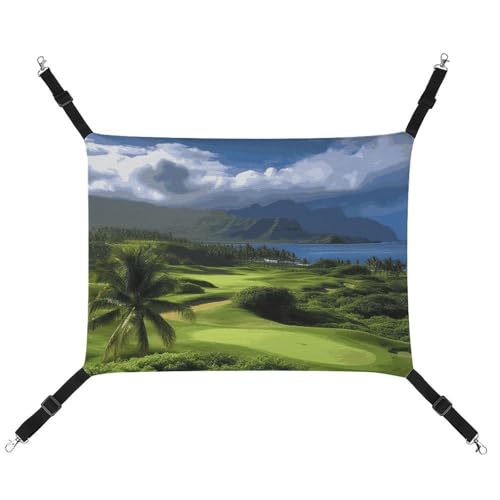 DWTJKMS Scenic Hawaii Golf Tropische Katzen-Hängematte, weiche Schlafhängematten, verstellbare Haustier-Hängematte, Ganzjahresgebrauch für Katzen, Frettchen, Welpen, Kaninchen, Kleintiere (klassisch) von DWTJKMS