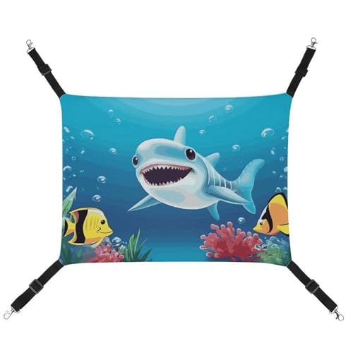 DWTJKMS Smiling Shark Cat Hammock Soft Sleeping Hammocks Adjustable Pet Hammock All Season Use for Cats, Frettchen, Puppy, Rabbits, Small Animals (Classic) von DWTJKMS