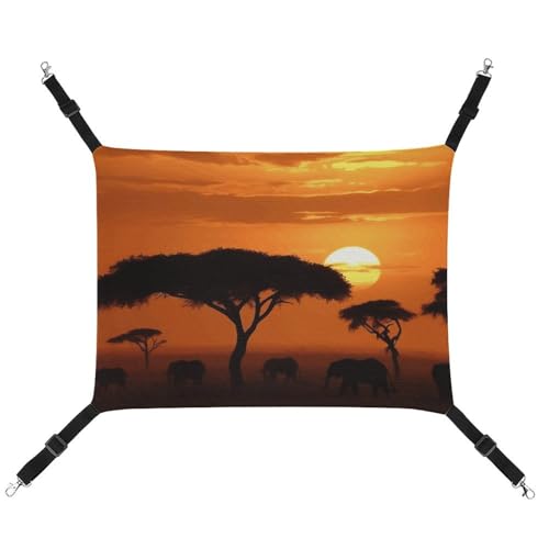 DWTJKMS Sunset African Savanna Cat Hammock Soft Sleeping Hammocks Adjustable Pet Hammock All Season Use for Cats, Frettchen, Puppy, Rabbits, Small Animals (Classic) von DWTJKMS