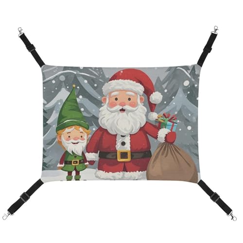 DWTJKMS Traditionelle Weihnachtswichtel-Katzen-Hängematte, weiche Schlaf-Hängematten, verstellbare Haustier-Hängematte, für alle Jahreszeiten, für Katzen, Frettchen, Welpen, Kaninchen, Kleintiere von DWTJKMS