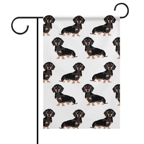 Dackel-Weiner Haustier-Hunde-Sommer-Gartenflagge, doppelseitig, 30,5 x 45,7 cm, Gartenflaggen, Frühlingssonne, Gartenflagge, saisonale Willkommensflagge, Dekoration für den Außenbereich von DWTJKMS