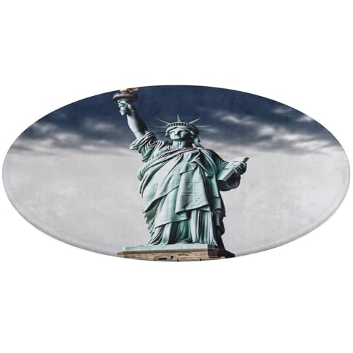 Freiheitsstatue, runder Teppich, weich, saugfähig, Badematte, Eingangsbereich, rutschfeste Teppiche, Bauernhaus, Vorder- und Hintertürmatte, 80 x 80 cm, für Schlafzimmer, Wohnzimmer, Heimdekoration Freiheitsstatue, runder Teppich, weich, saugfähig, Badematte, Eingangsbereich, rutschfeste Teppiche, Bauernhaus, Vorder- und Hintertürmatte, 80 x 80 cm, für Schlafzimmer, Wohnzimmer, Heimdekoration von DWTJKMS