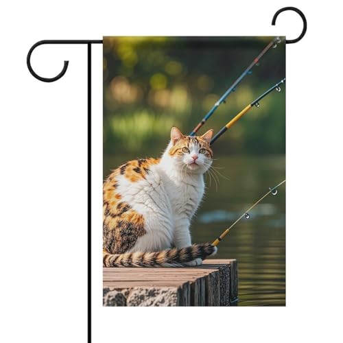Gartenflagge mit Fischerkatze, doppelseitig, 30,5 x 45,7 cm, Gartenflaggen, Frühlings-Sonnenschein, Gartenflagge, saisonale Willkommensflagge, Dekoration für den Außenbereich Gartenflagge mit Fischerkatze, doppelseitig, 30,5 x 45,7 cm, Gartenflaggen, Frühlings-Sonnenschein, Gartenflagge, saisonale Willkommensflagge, Dekoration für den Außenbereich von DWTJKMS